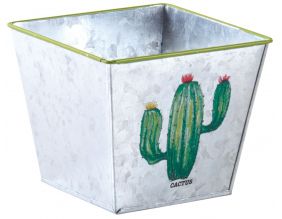 Corbeille carré en métal galvanisé Cactus