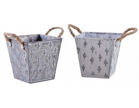 Corbeille carrée en métal cactus (Lot de 2)