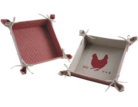 Corbeille en coton motif poule (Lot de 2)