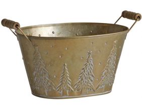 Corbeille en métal sapin de Noël 23 cm (Doré)