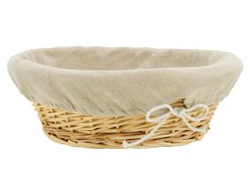 Corbeille en osier blanc avec doublure en jute