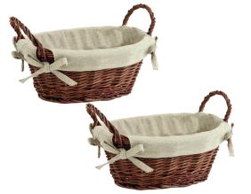 Corbeille en osier doublée jute (Lot de 2 )