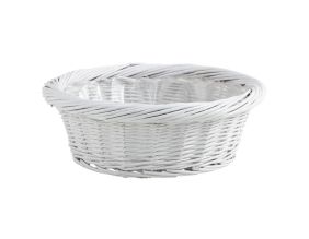 Corbeille en osier laqué blanc avec doublure plastique