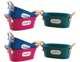 Corbeille ovale en métal coloré 25 cm (Lot de 6)