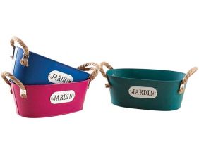 Corbeille ovale en métal coloré 25 cm (Lot de 3)