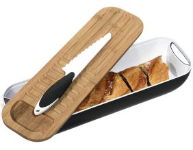 Corbeille à pain 3 en 1 avec couteau (Noir)