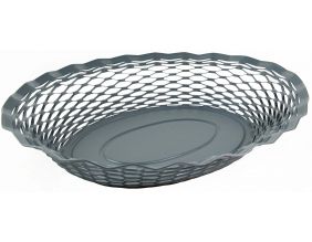 Corbeille à pain ovale gris givrée en inox (Gris givré)