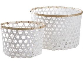Corbeille de rangement en bambou ajourée (Lot de 2)