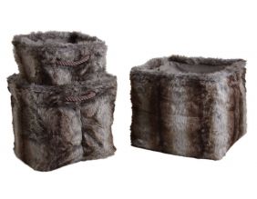 Corbeille de rangement carrée en fourrure synthétique (Lot de 3)