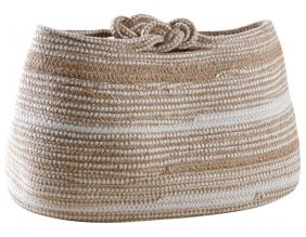 Corbeille de rangement coton beige et blanc