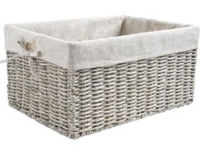 Corbeille de rangement en maïs gris et jute (Taille 3)