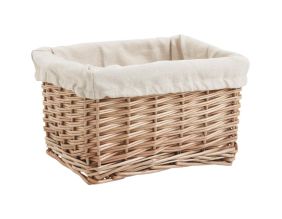 Corbeille rectangulaire en osier doublé coton (24 x 19 x 13 cm)