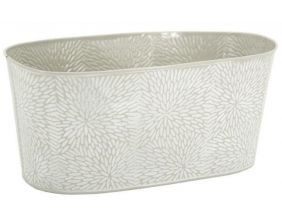 Corbeille ovale en métal laqué motif floral (20 x 11 x 9 cm)