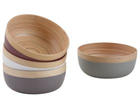 Corbeille ronde en bambou naturel et laqué (Lot de 4)