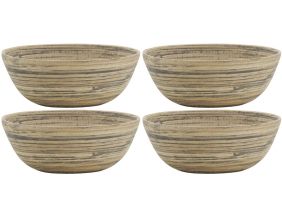 Corbeille ronde en bambou naturel et noir (Lot de 4)