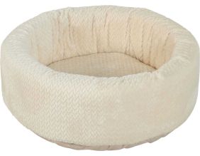Corbeille ronde pour chat en fourrure Olympe 54 cm (Crème)