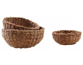 Corbeille ronde en jonc naturel (Lot de 3)