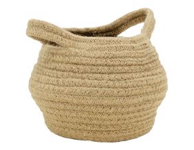 Corbeille ronde en jute naturelle avec 2 poignées