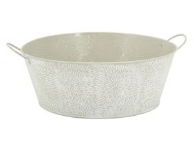Corbeille ronde en métal laqué motif floral (30 cm)