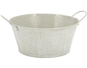 Corbeille ronde en métal laqué motif floral (20 cm)