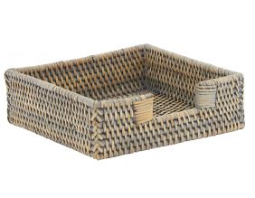Corbeille à serviettes en rotin patiné gris