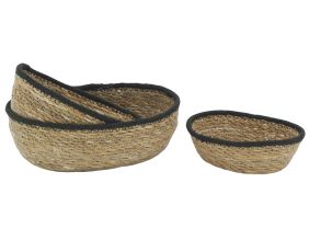 Corbeilles basses en jonc naturel (Lot de 3)