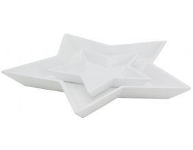 Corbeilles plates étoile en bois blanc
