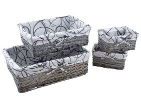 Corbeilles de rangement en éclisse grise (Lot de 4)