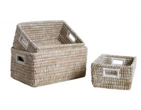 Corbeilles de rangement en jonc (Lot de 3)