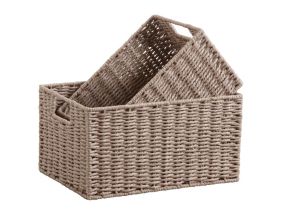 Corbeilles de rangement en papier cordé taupe