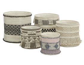 Corbeilles de rangement rondes en coton (Lot de 5)