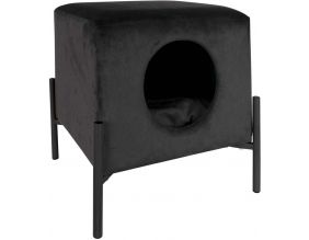 Couchette avec niche pour chat en velours (Noir)