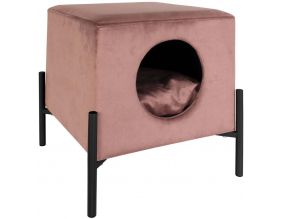 Couchette avec niche pour chat en velours (Vieux rose)