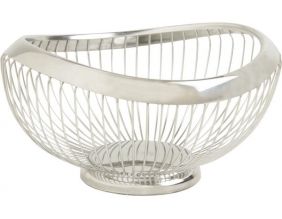 Corbeille à fruits ronde en métal (Vague argentée)