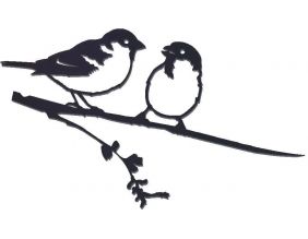 Oiseaux sur pique couple de moineaux en acier corten (Hauteur 14cm)