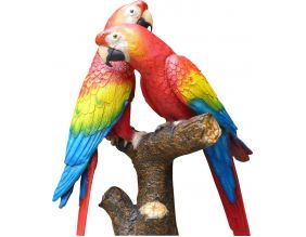 Couple de perroquets en résine (Rouge)