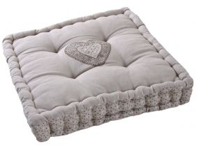 Coussin carré en coton et lin (Cœur)