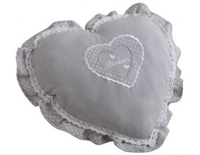 Coussin coeur gris