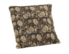 Coussin carré à fleurs marron (Coussin)