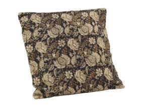 Coussin à fleurs marron