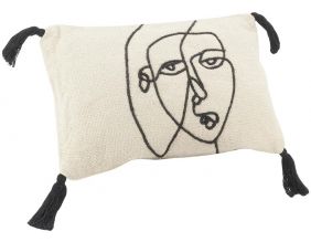 Coussin en coton Visage (50 x 30 cm)