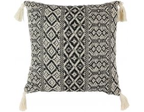 Coussin imprimé ethnique avec pompons 40 cm