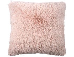 Coussin poils longs rose 40 x 40 cm