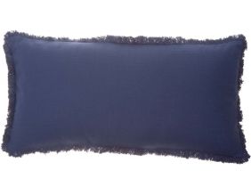 Coussin rectangulaire en coton effet lin 60 x 30 cm Enes (Bleu foncé)