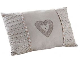 Coussin rectangulaire en coton et lin coeur