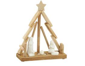 Crèche en bois et céramique (Sapin)