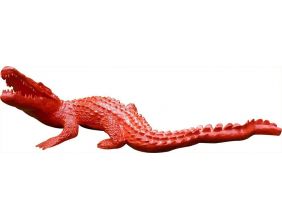 Crocodile coloré en résine tête tournée (Rouge)