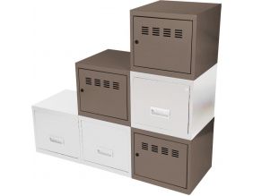 Cubes métal 3 portes 3 tiroirs (Blanc/Taupe)