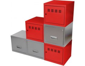 Cubes métal 3 portes 3 tiroirs (Rouge/Alu)