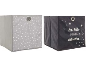 Cubes de rangement 30x30 cm (Lot de 2) (Etoiles - Noir et gris)